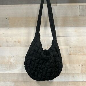 Black Quilted Puffer Tote / Crossbody